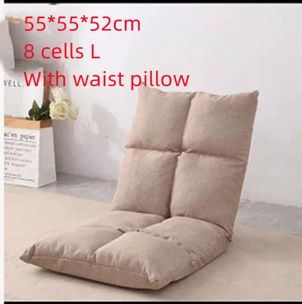 Adjustable lazy sofa floor chair with fabric cover and high elastic sponge filling in beige