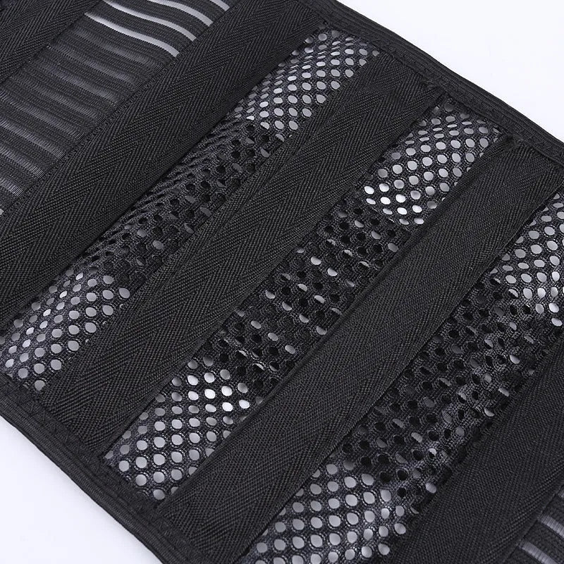 Black adult sports waist support belt with steel plate for lumbar protection