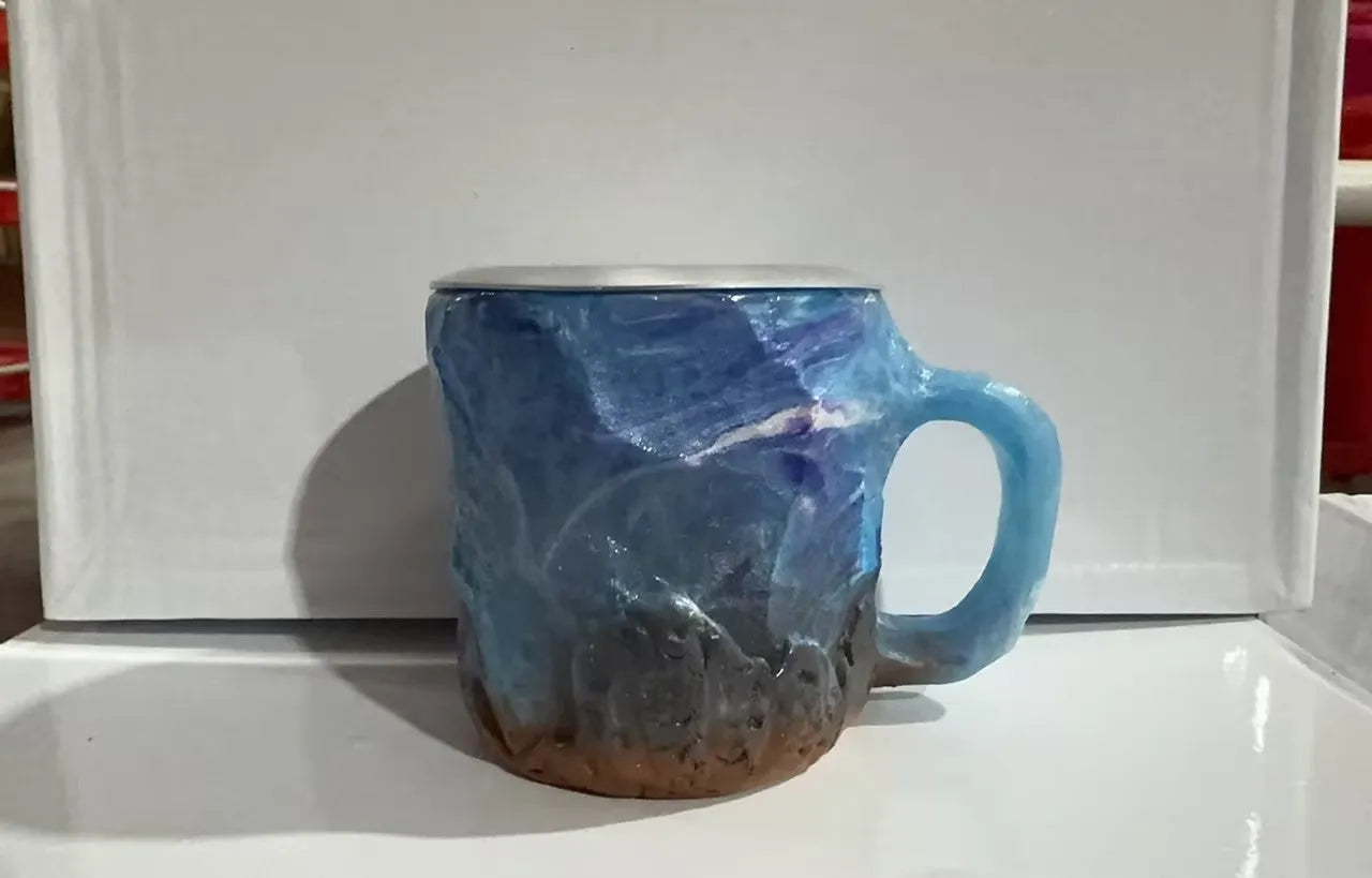 400ml resin mineral crystal coffee mug with handle in multiple colour options