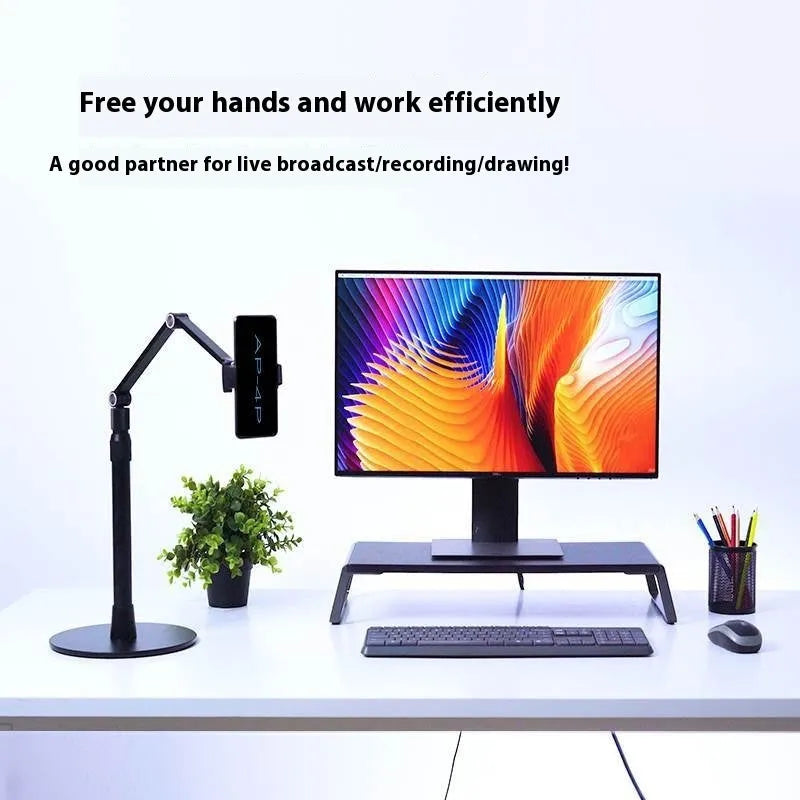 Lazy desktop bedside telescopic lifting rack for vertical shooting live broadcast, alloy universal mobile phone tablet stand
