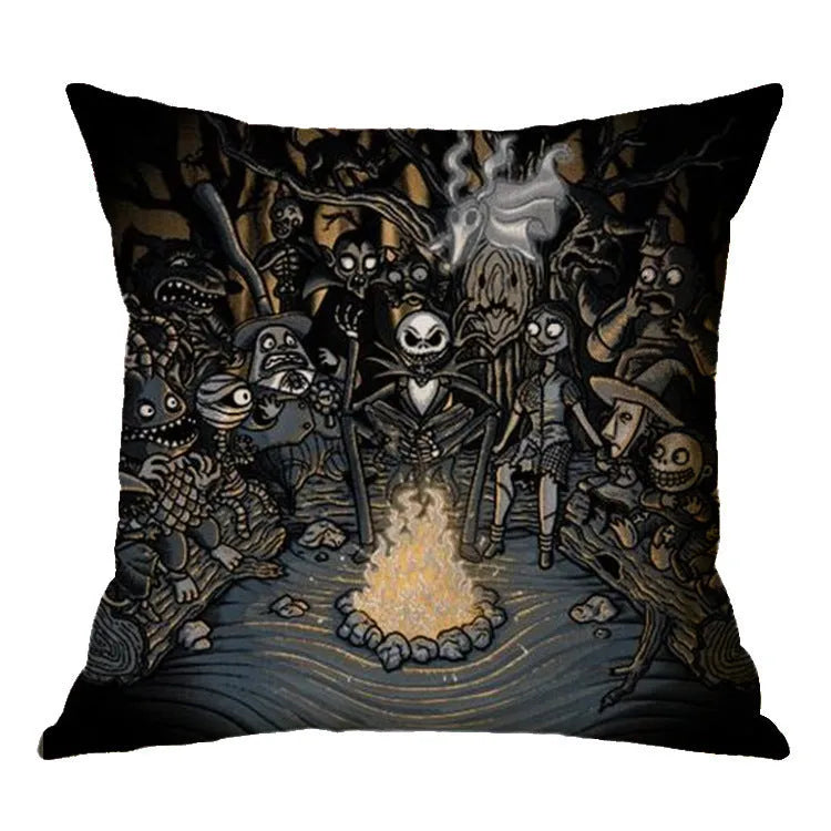 Linen skull Halloween pillow cover 45x45cm decorative throw pillow case on sofa