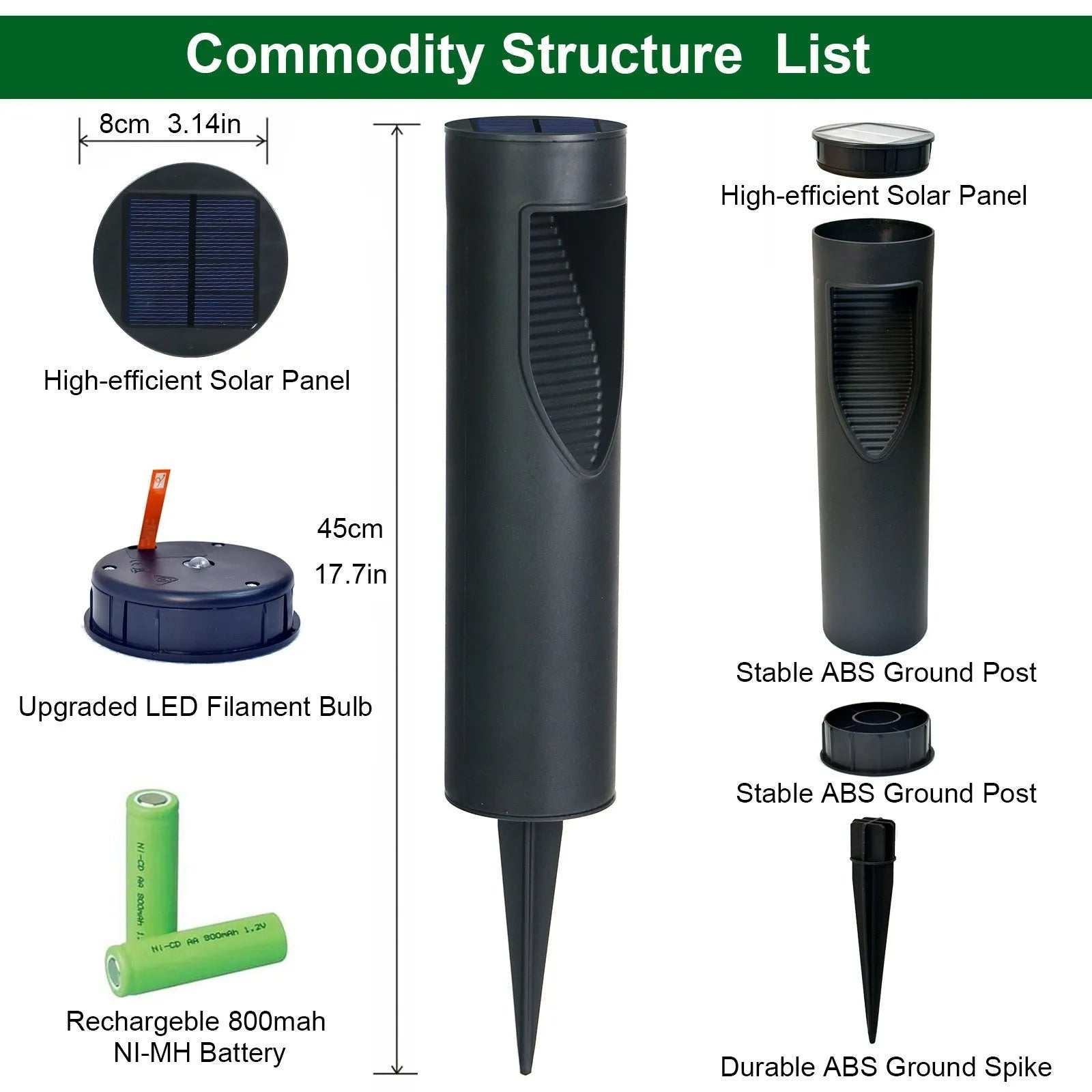 Black geometric solar-powered outdoor garden light with abstract design.