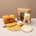 Bopoobo baby bath toy set with animal-themed floating toys and swaddle wrap