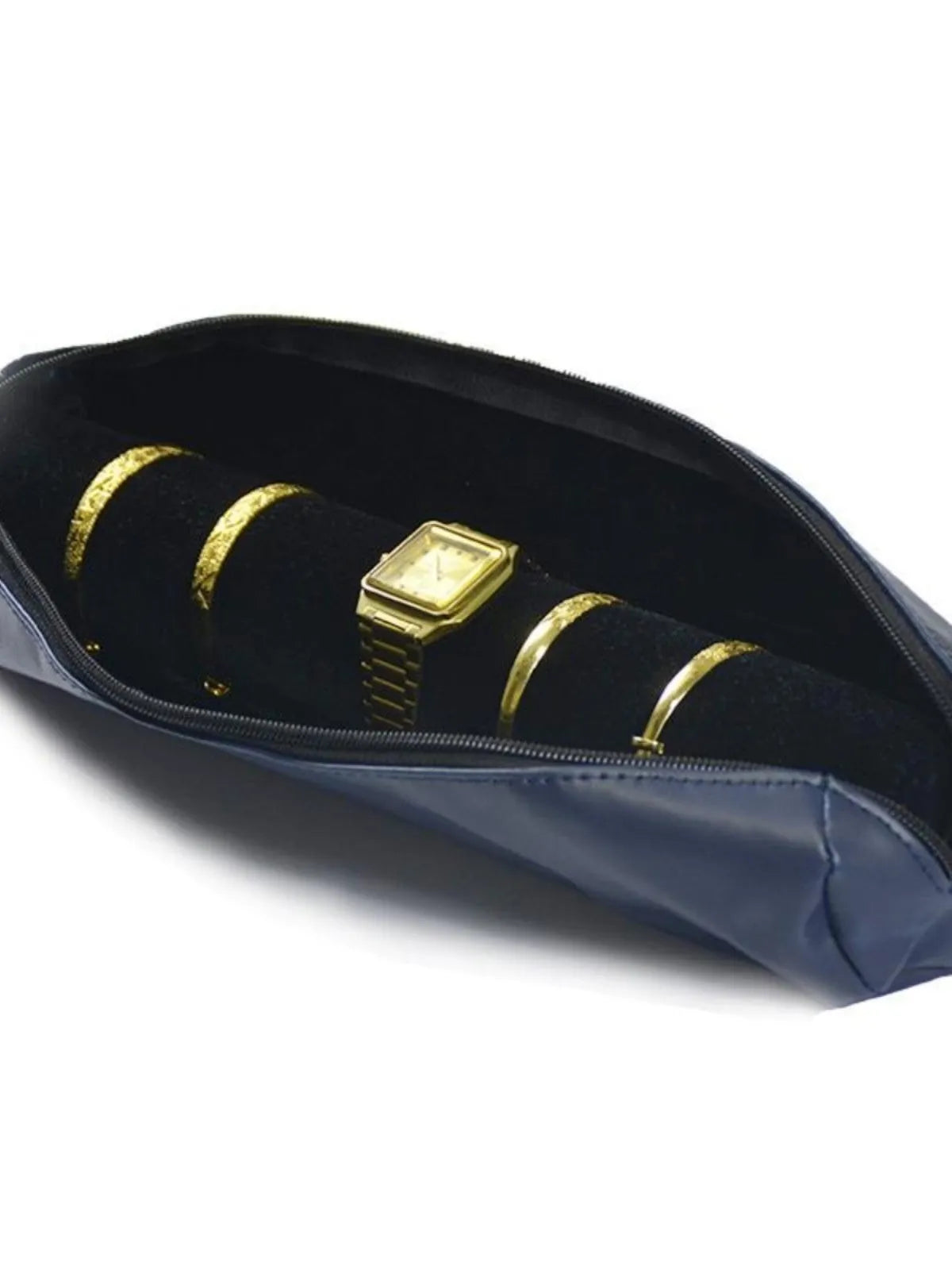 Polyester women's portable bracelet watch buggy bag dustproof storage pouch in black velvet
