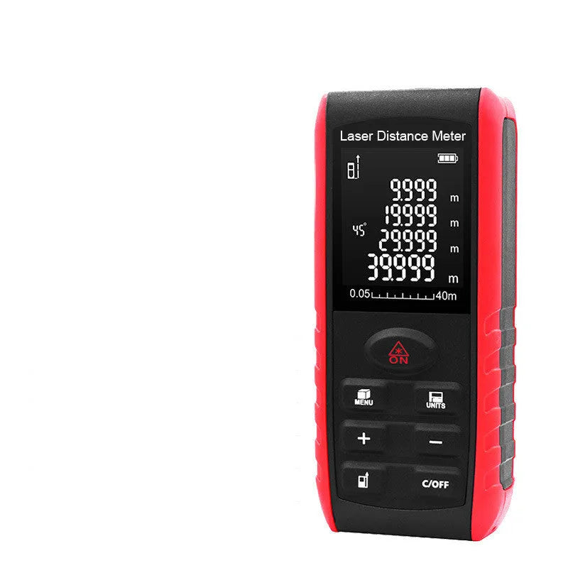 E40 M hand-held laser range finder with ABS construction and infrared measuring capability