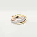 A set of sterling silver couple rings showing full diamond, half diamond, and plain band options in gold rose and silver black finishes.