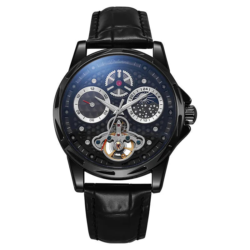 Men's automatic waterproof watch with luminous hands on a stainless steel bracelet.