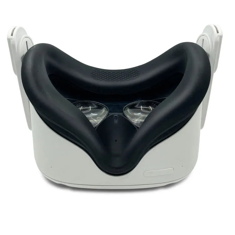 Black silicone glasses cleaning and headset protection accessory set with host cover, eye mask, and handle covers.