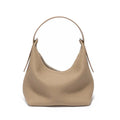 Casual first layer cowhide women's handbag in soft pillow shape with sewing line detail and single shoulder strap