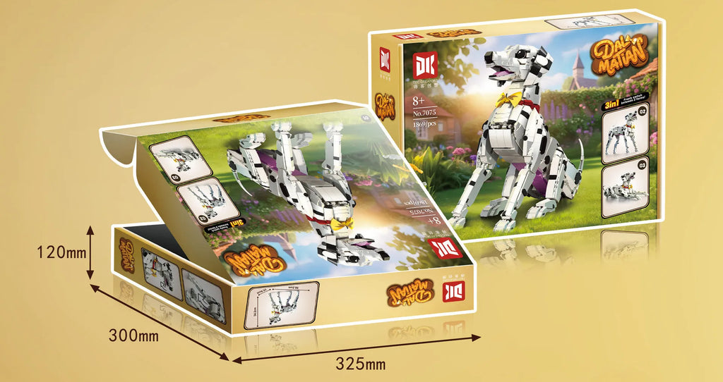 Animal spotted dog Dalmatian plastic building blocks toy in colour box packaging for children aged 7-14