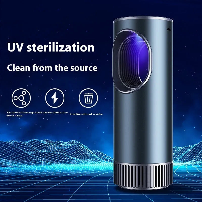 Black USB car air purifier with negative ion technology measuring 187mm tall