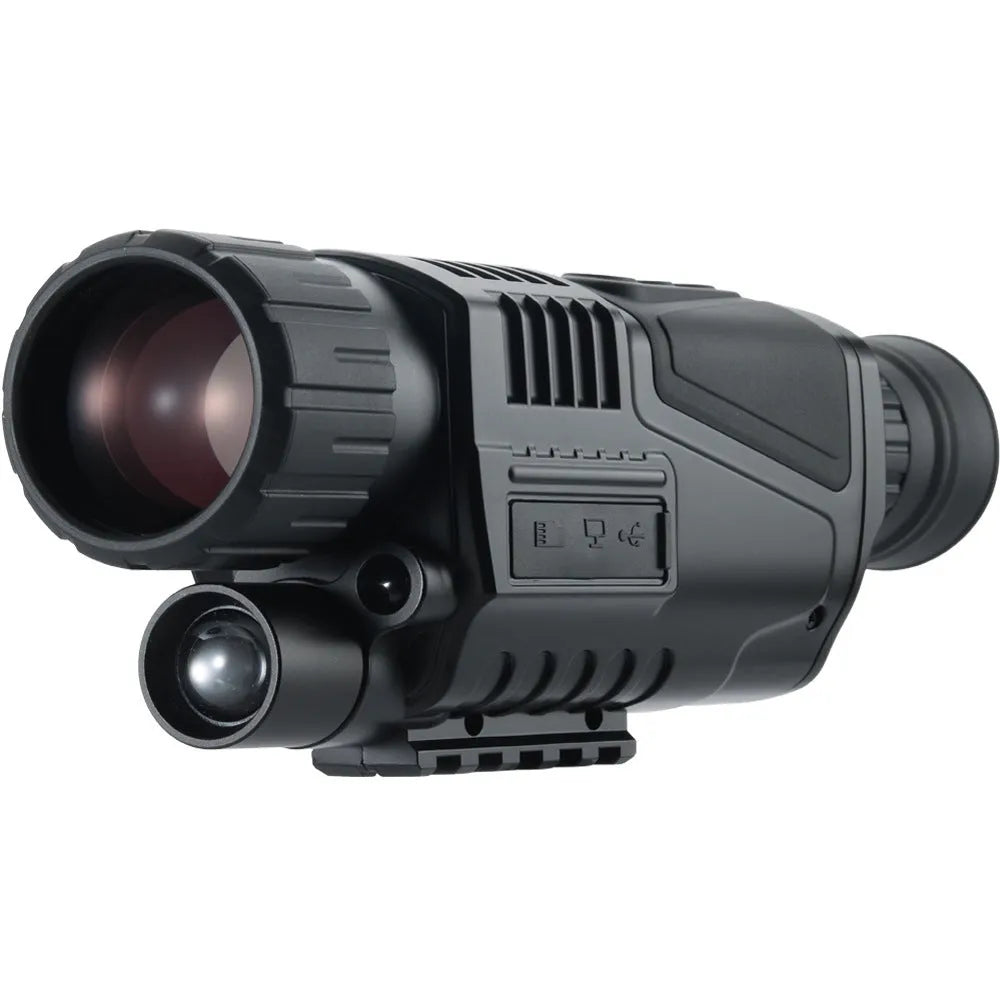 NV300 colour digital night vision telescope with storage bag and cables on a table.