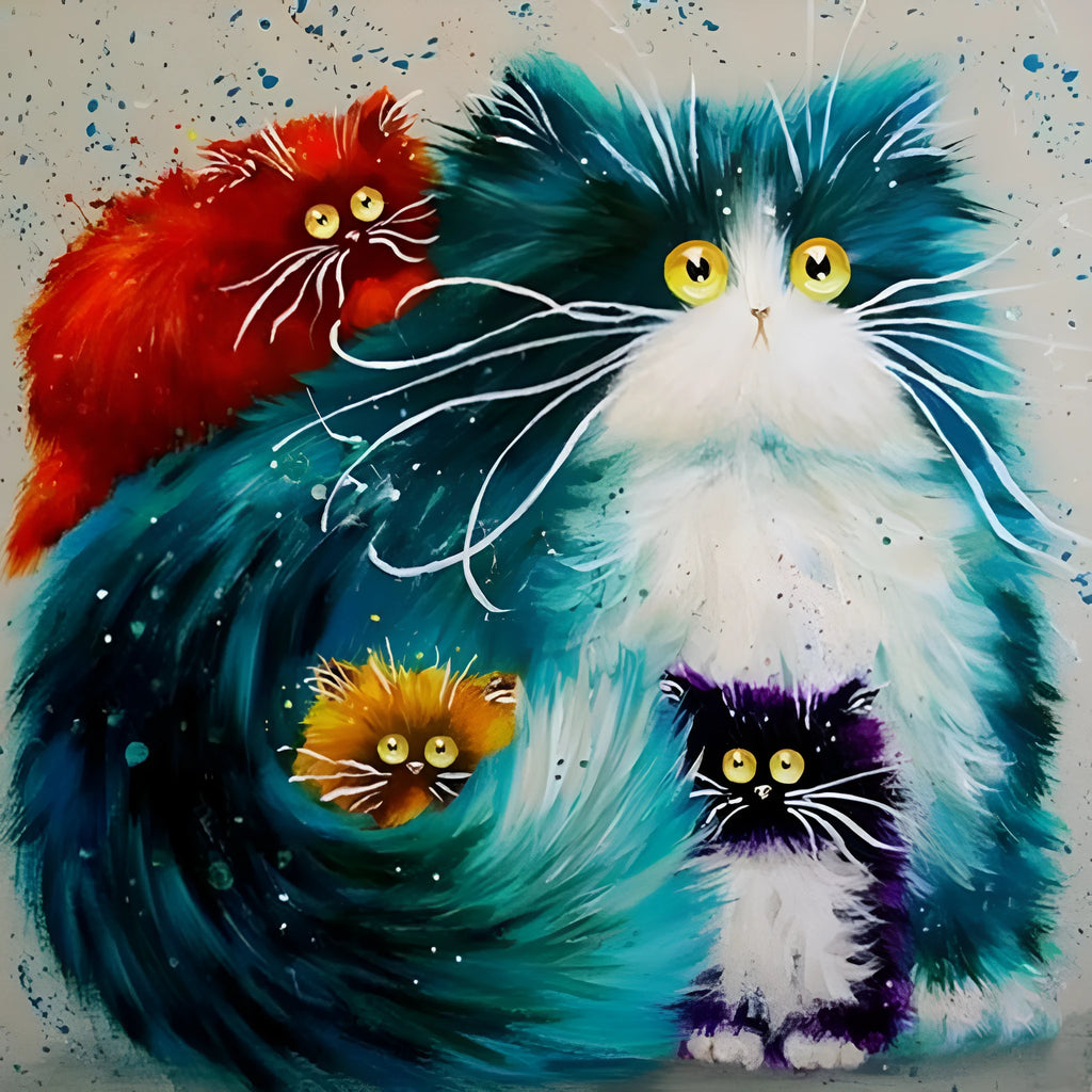 Scared or Surprised cat design paint by numbers kit with canvas, acrylic paints, and brushes