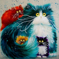 Scared or Surprised cat design paint by numbers kit with canvas, acrylic paints, and brushes