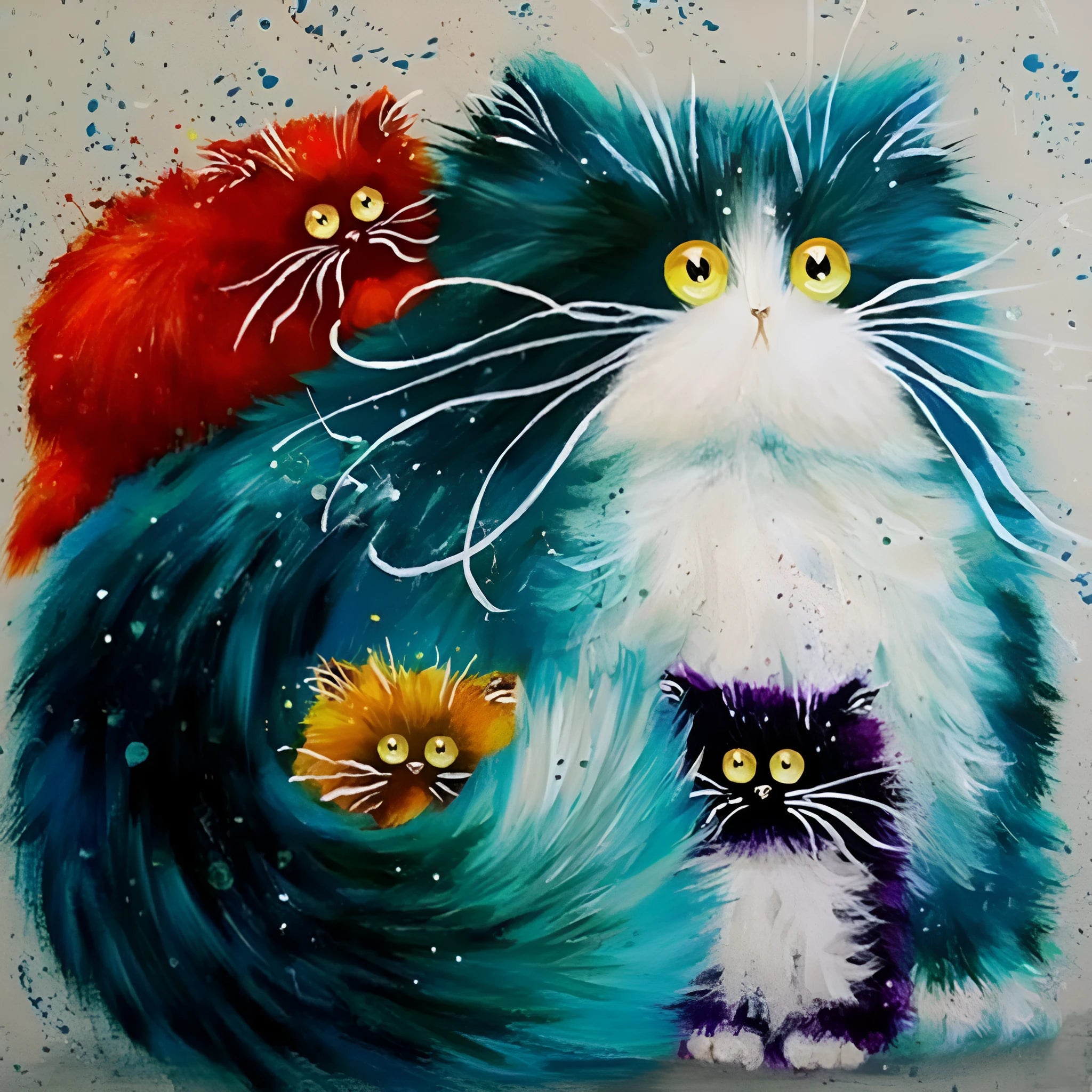 Scared or Surprised cat design paint by numbers kit with canvas, acrylic paints, and brushes