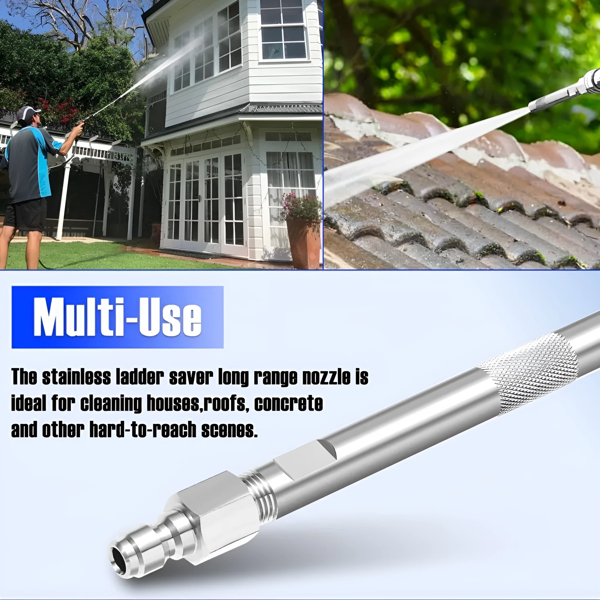 Stainless steel remote chemical nozzle for high pressure cleaning machine, 17cm length, single head