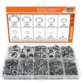 Open box showing assorted 304 stainless steel spring lock washers and a gasket tool.