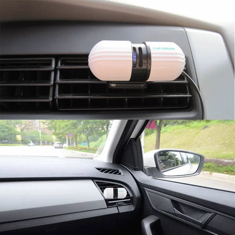 White car air purifier small deodorizer 75x30x26mm ABS compact design