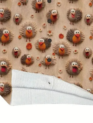 Loose fit V-neck lapel top for digital printing on white polyester fabric