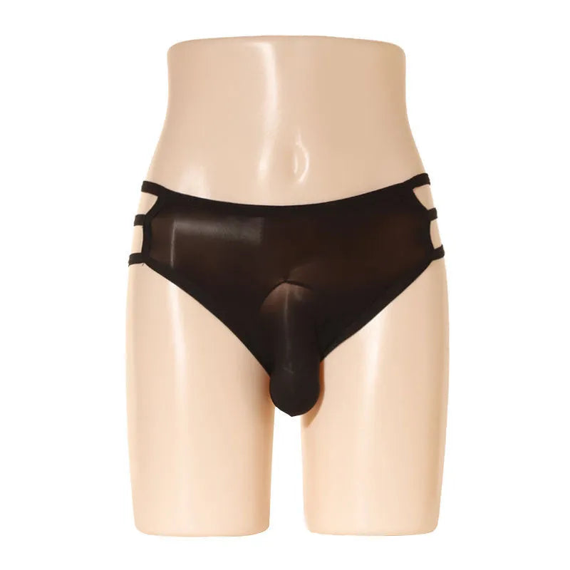 Men's nylon transparent elephant nose shorts in multiple solid colours on a white background.