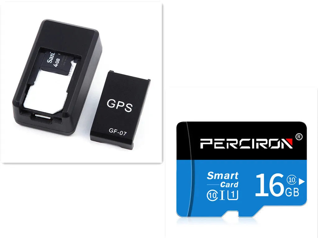 Small black magnetic GPS tracker device with USB cable for real-time vehicle and asset tracking.