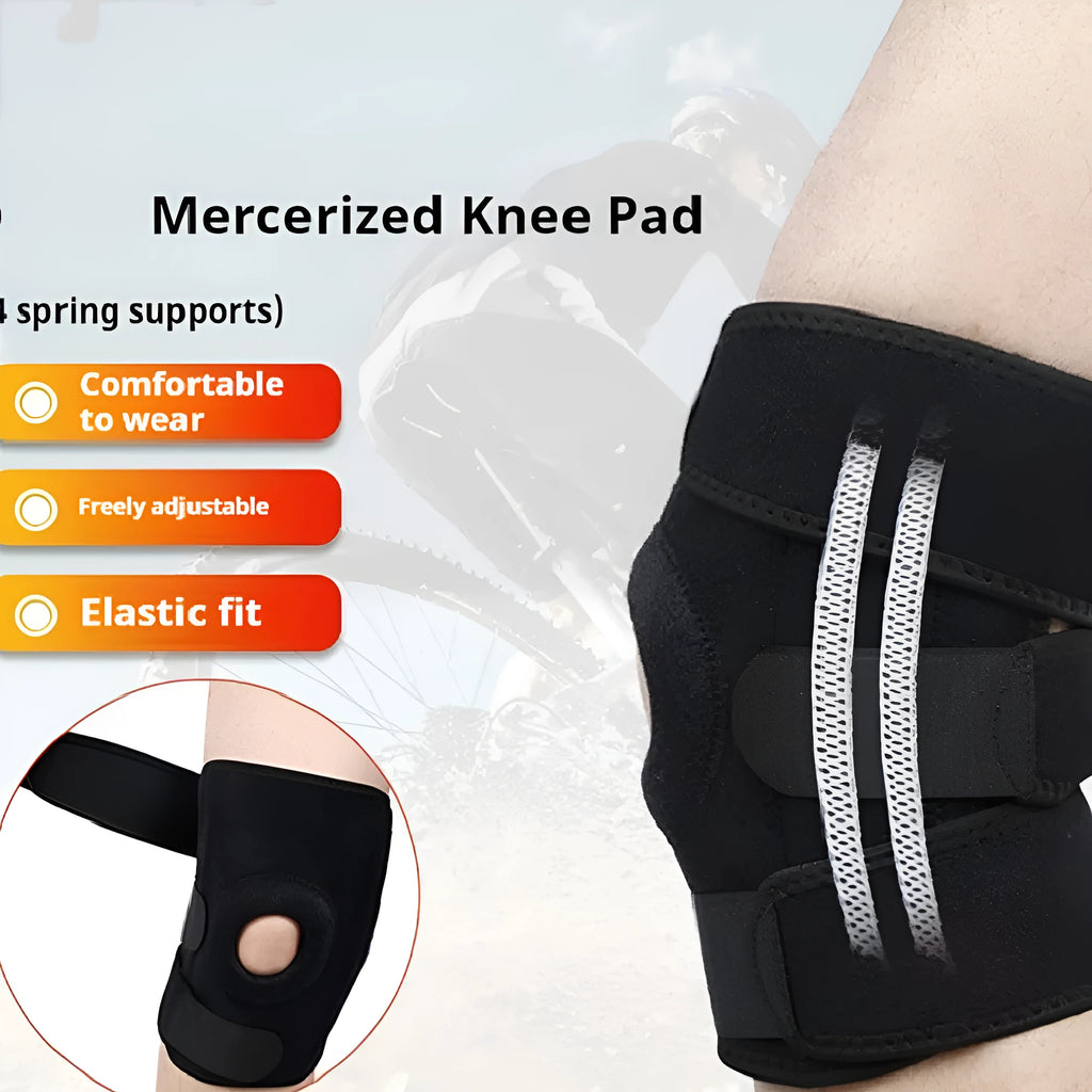 Sports knee pad with spring support system for running, basketball and cycling protection