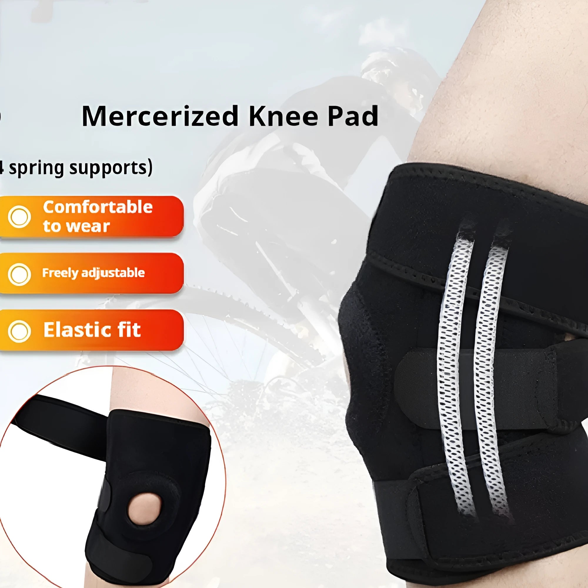 Sports knee pad with spring support system for running, basketball and cycling protection