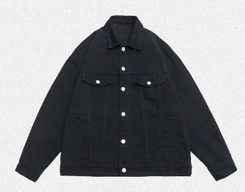 Retro washed dyed loose fit cotton denim coat in Moon White, front view