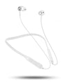 G03 model red neckband sports Bluetooth earphones with earbuds and USB cable.