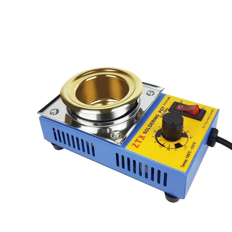 Desktop thermostat-controlled tin melting furnace with temperature adjustment dial and titanium-plated heating elements