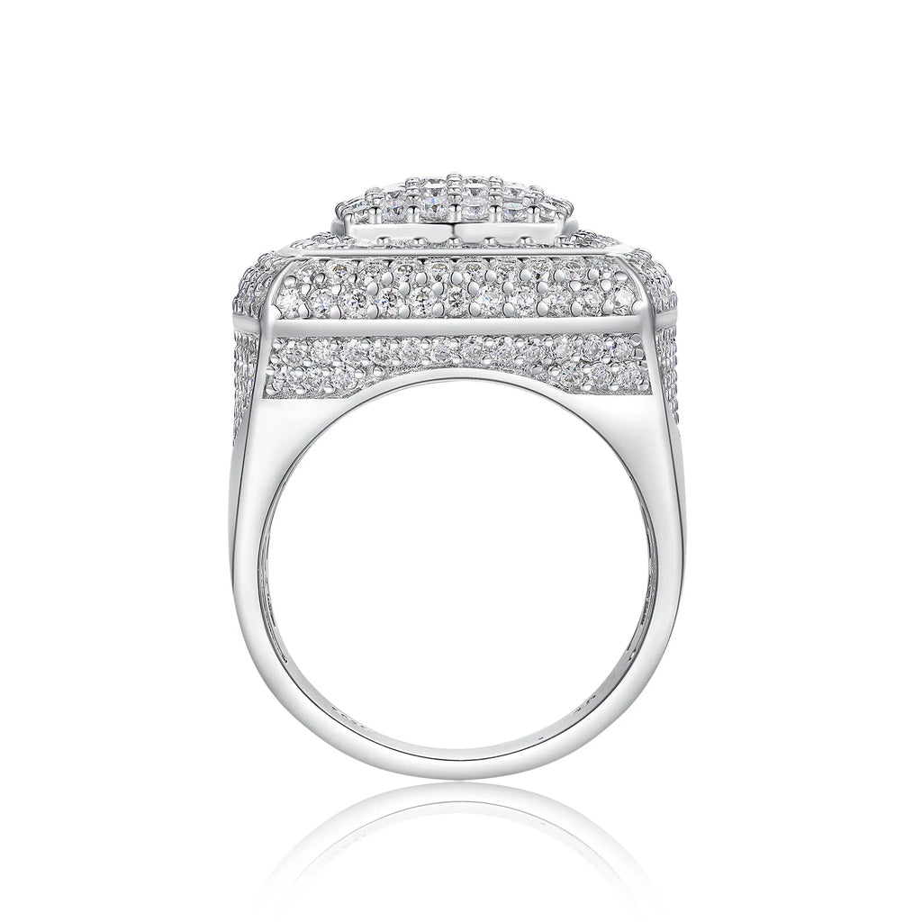 Men's S925 silver platinum-plated moissanite wedding ring with 0.1 carat stone in gift box