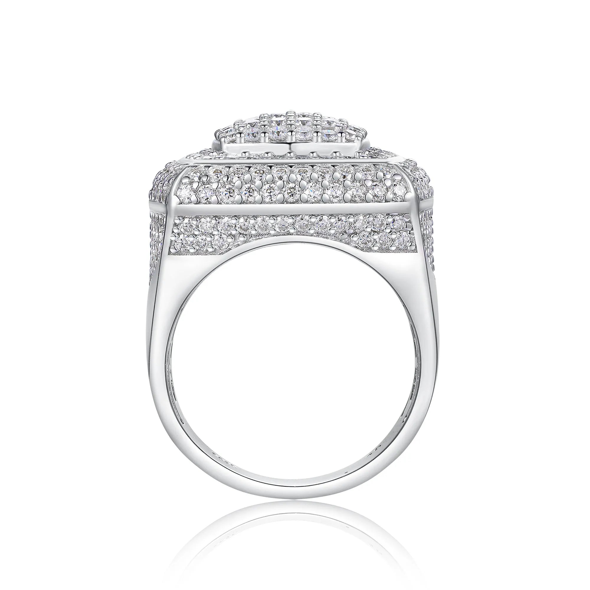 Men's S925 silver platinum-plated moissanite wedding ring with 0.1 carat stone in gift box