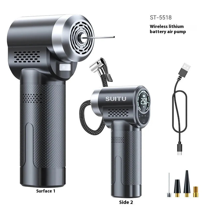 ST-5518 portable wireless air pump with charging cable and nozzle accessories