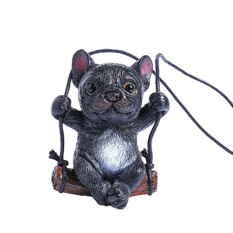 Bulldog cartoon style resin car hanging ornament for rearview mirror decoration