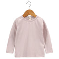 Children's cotton long sleeve bottoming shirt round neck solid colour neutral for spring autumn