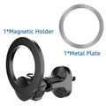 Black magnetic car phone holder with O-ring bracket for air outlet mounting