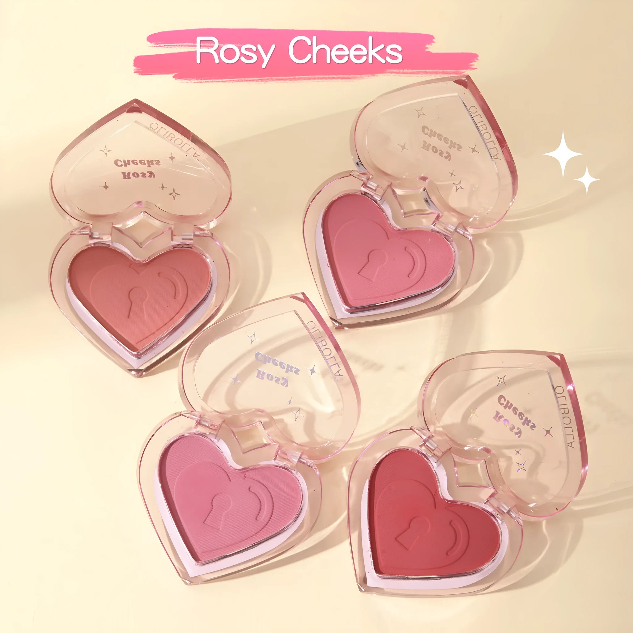 Peach heart blush contour compact with powder blusher in four colour options for neutral skin types