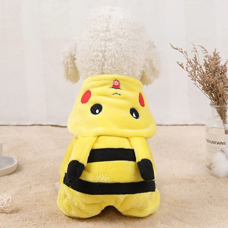 Fleece pet hoodie coat for cat or dog in cosplay design available in six sizes