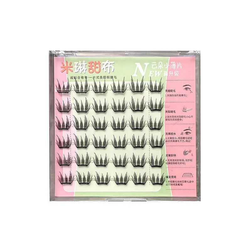 Milin Sweet Cloth glue-free split false eyelashes 12mm artificial fibre set of 6 rows self-adhesive strips