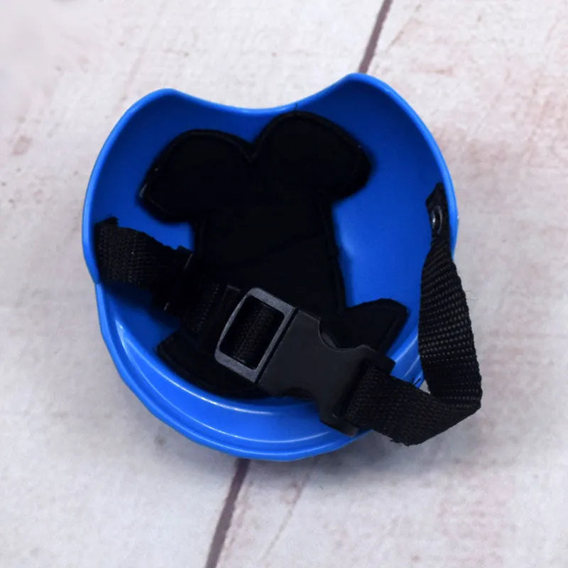 Plastic dog motorcycle helmet in pink, white, black, yellow, blue, orange or purplish red with three size options