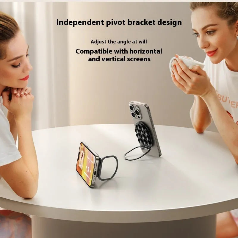 Black silica gel sucker magnetic phone holder with aluminium alloy bracket for car dashboard