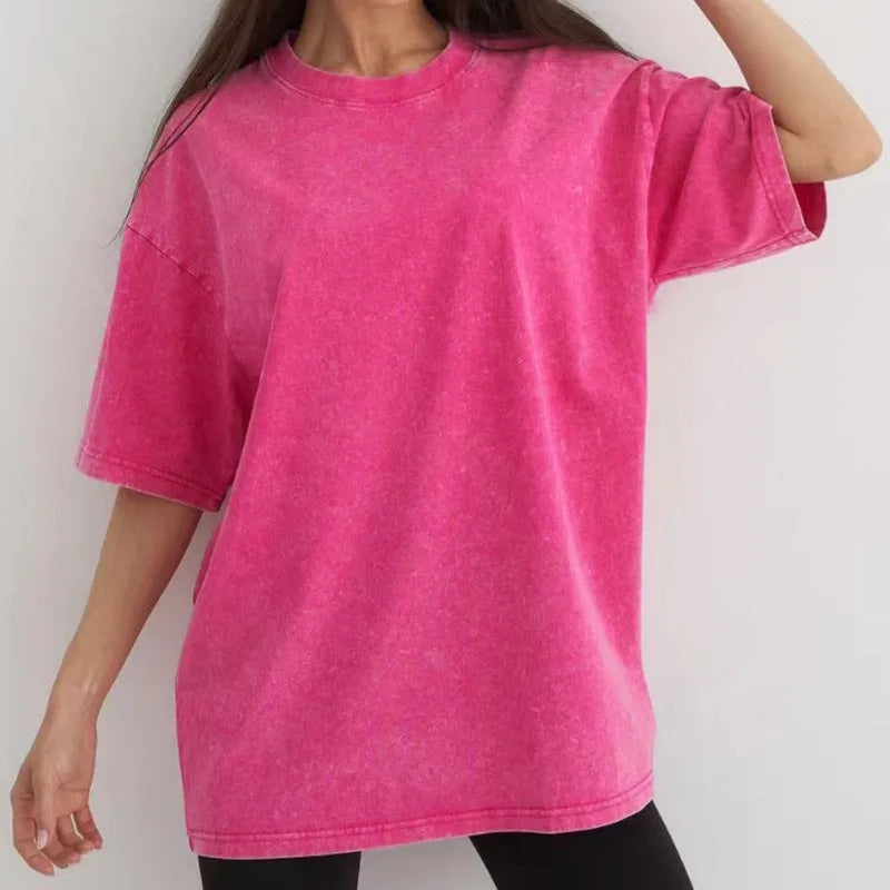 Men's cotton short-sleeved solid colour T-shirt, summer top, size S-XXL, in Washed Black