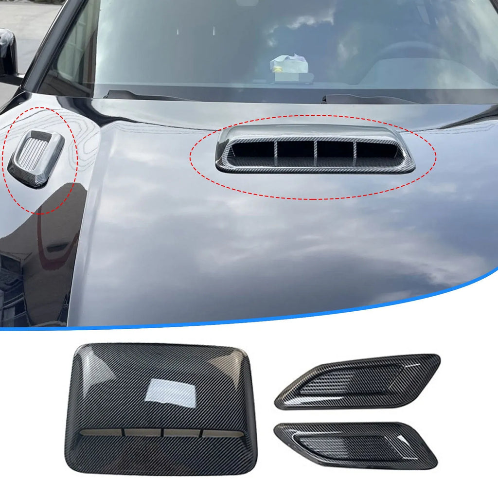 Black and carbon fibre ABS plastic car engine cover set with side air vents