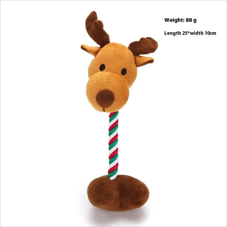 Christmas plush pet toy with squeaker in classic Santa Claus design for small cats and dogs