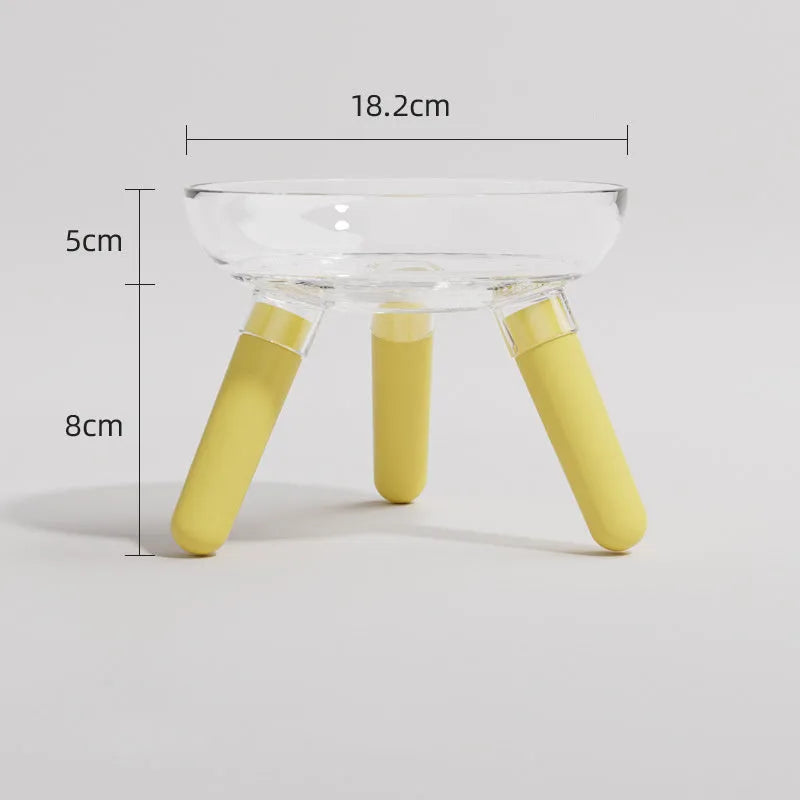 Transparent anti-knock triangle pet feeding bowl 18.2cm diameter PC material for cats and dogs