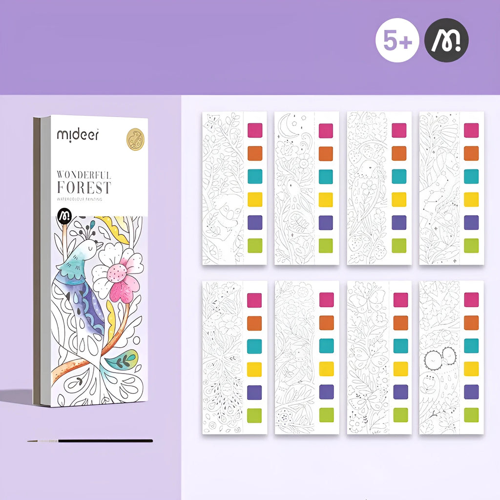 Children's gouache graffiti picture book with white card pages and paintbrush, 187x78mm, featuring a fairy dream theme