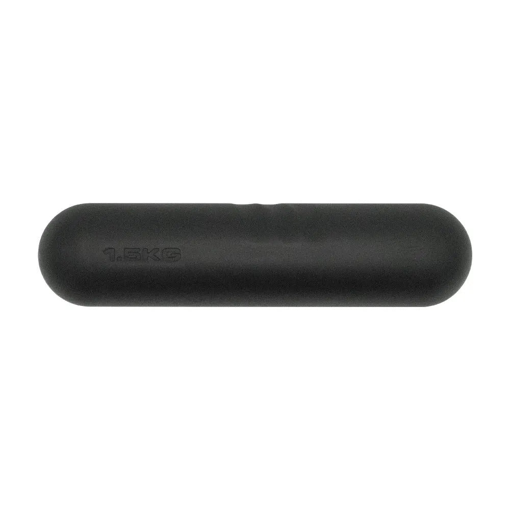 Silicone-edged hand-drawn cast iron dumbbell stick in various colours and weight options.
