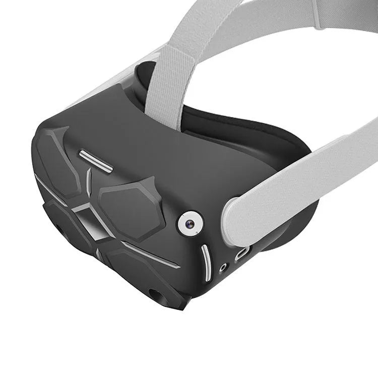 Black silicone glasses cleaning and headset protection accessory set with host cover, eye mask, and handle covers.