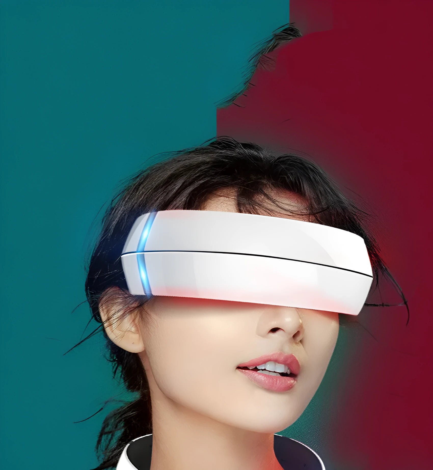 White USB-powered eye and cervical spine massage device with heat and vibration functions