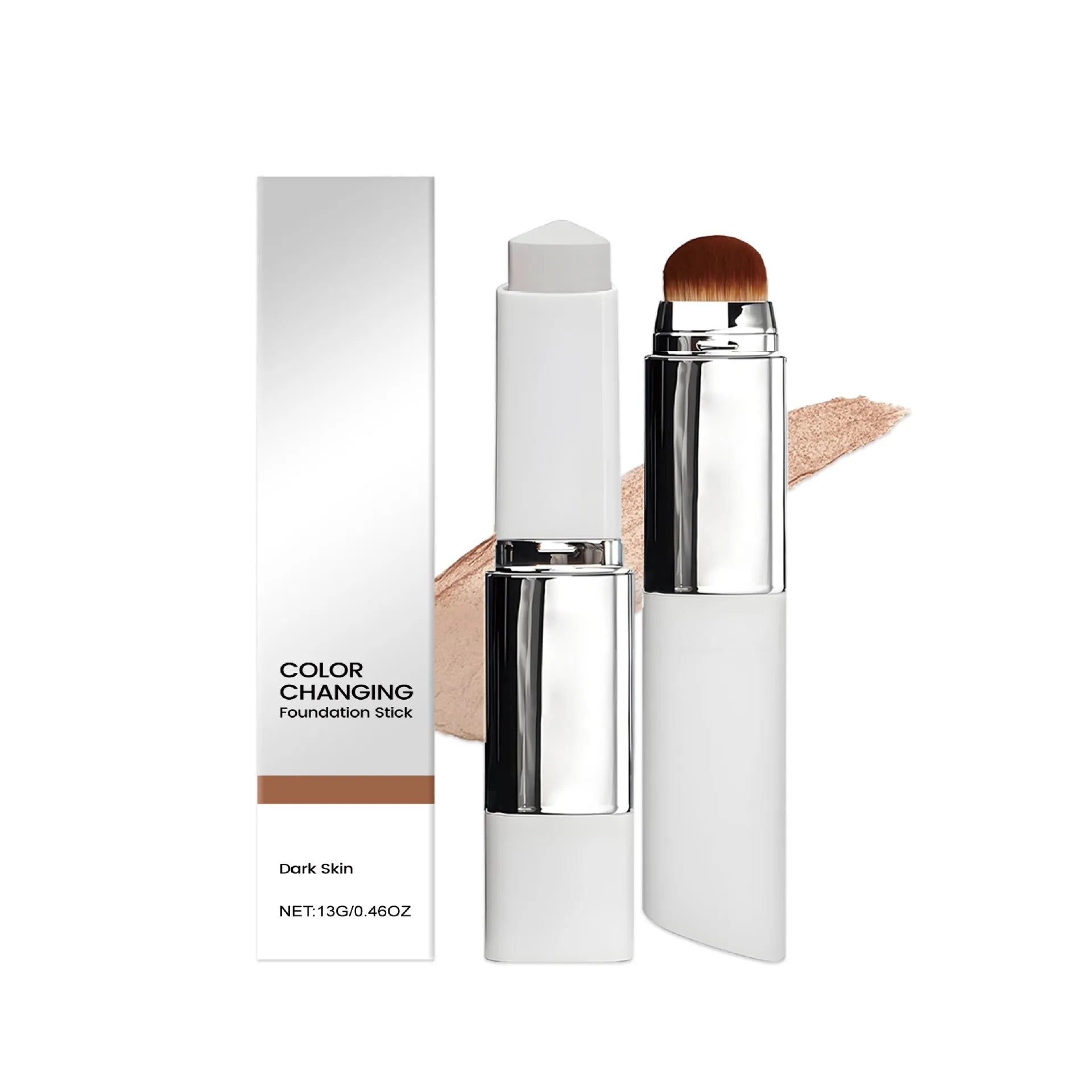 Foundation make-up stick in ivory white, natural, and deep flesh colours, 13g net content